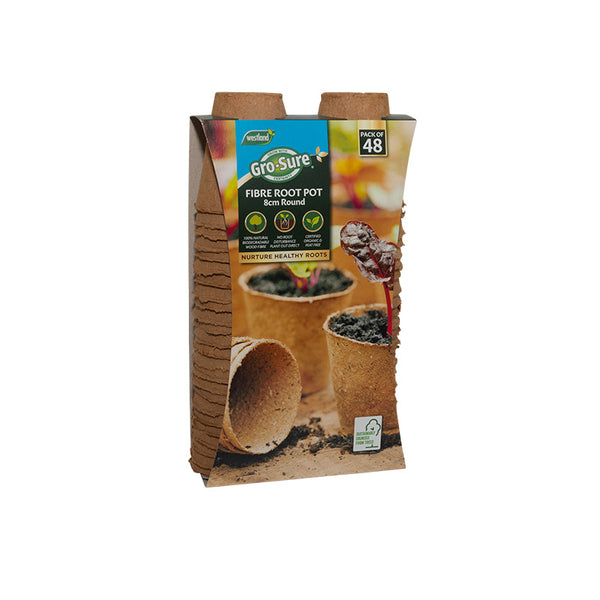 Gro-Sure Fibre Root Pot 8cm Round - Pack of 48 image
