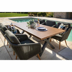 Hartman Eden 6 Seat Rectangular Dining Set in Moss with Juniper Cushions