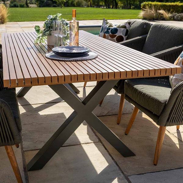 Hartman Eden 6 Seat Rectangular Dining Set in Moss with Juniper Cushions