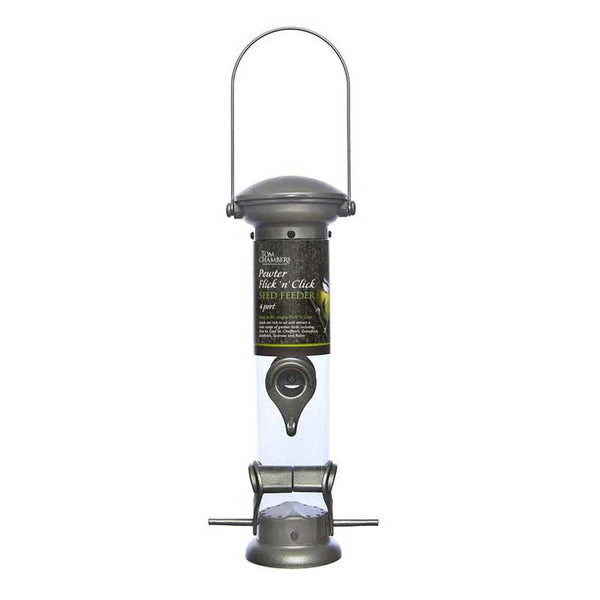 Tom Chambers Pewter Flick 'n' Click 4 Port Seed Feeder image 0