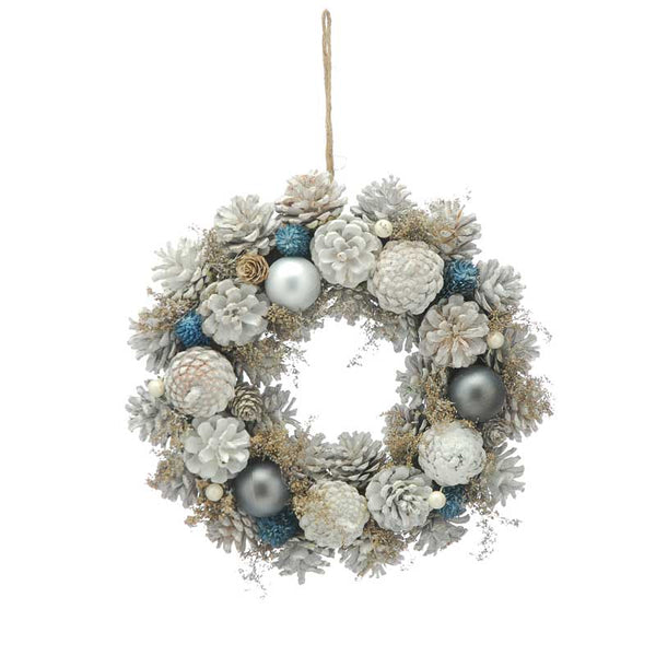 Festive White Pinecone Wreath - 30cm image