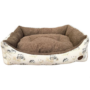 Snug & Cosy Rectangle Farmyard Dog Bed Cream image 1