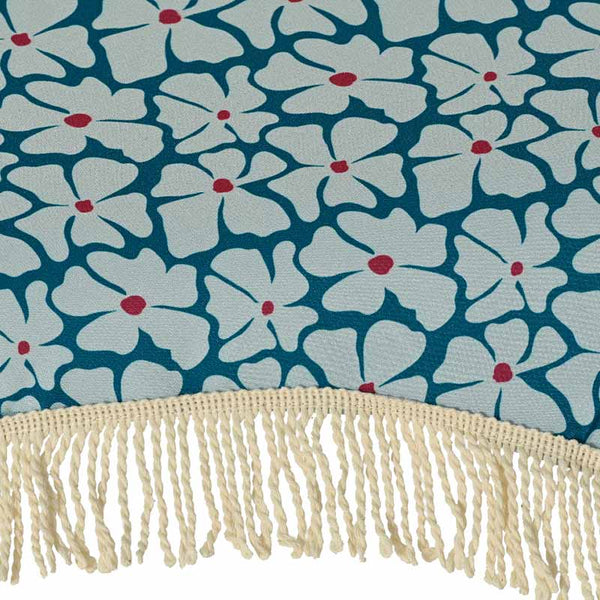 Round 2.2m Fringed Garden Umbrella Parasol - Blue Floral image 3