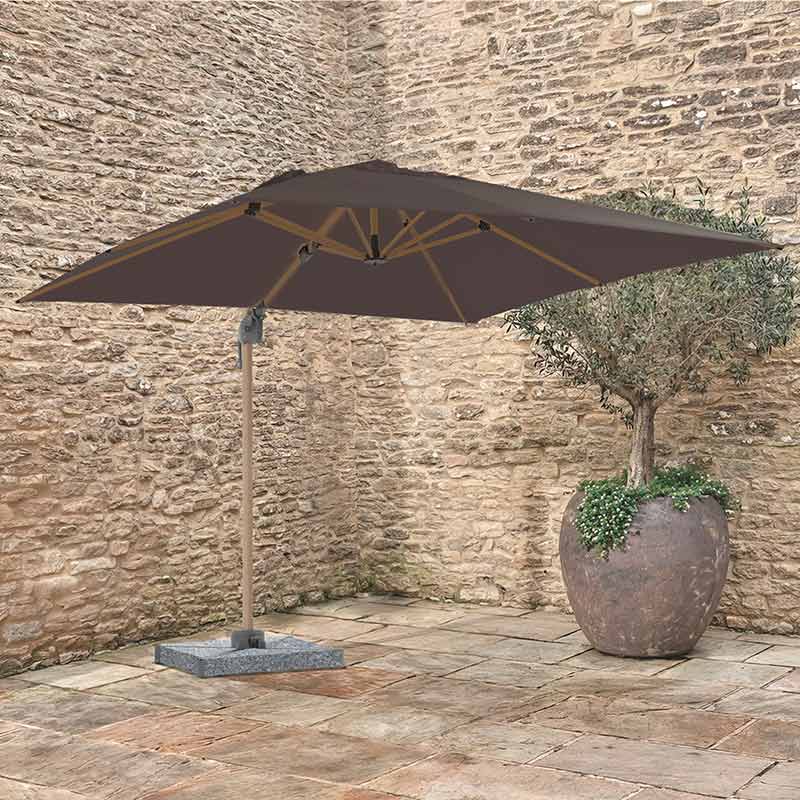 Bramblecrest Chichester 3m x 3m Square Cantilever Wood Effect Parasol in Grey with Granite Base &amp; Cover image 0