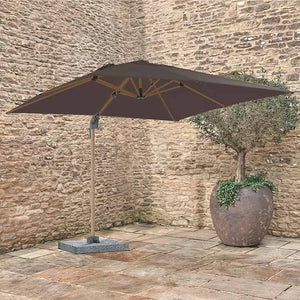 Bramblecrest Chichester 3m x 3m Square Cantilever Wood Effect Parasol in Grey with Granite Base &amp; Cover image 0