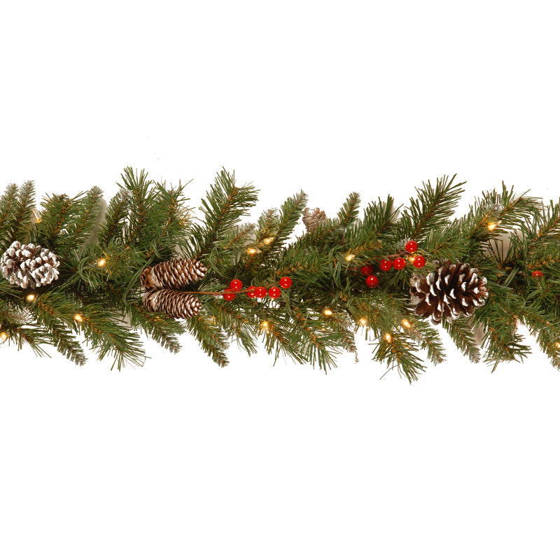 National Tree Frosted Berry Christmas Garland with LED Lights image 0