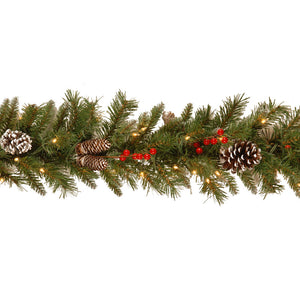 National Tree Frosted Berry Christmas Garland with LED Lights image 0