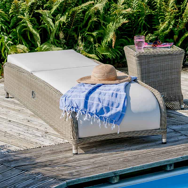 Bramblecrest Monte Carlo Reclining Sun Lounger with Side Table image 0
