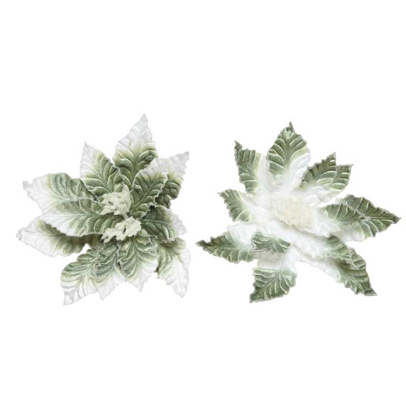 Everlands Green Velvet Poinsettia Clip (Assorted Designs) image 0
