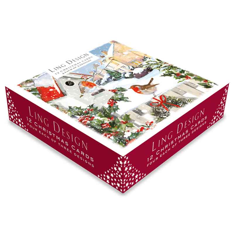 Ling Design Small Deluxe Cards - Garden Robins (Pack of 12) image 0