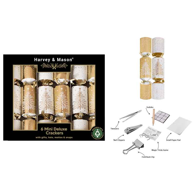 Harvey &amp; Mason 6 Mini Gold Crackers image 0