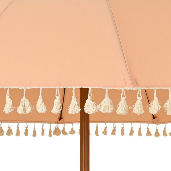 Round 2.5m Shanghai Garden Umbrella Parasol with Tassels - Peach image 1