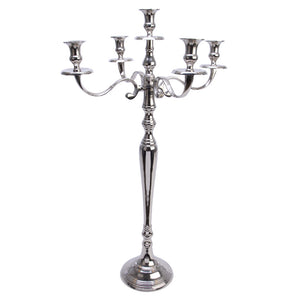Silver Polished Aluminium Candelabra - 5 Candles - 80cm image