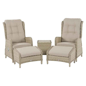 Bramblecrest Chedworth Deluxe 2 Seat Recliner Set in Sandstone Rattan with Footstools image 5