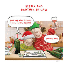 Emotional Rescue Sister & Brother-In-Law In Kitchen Christmas Card