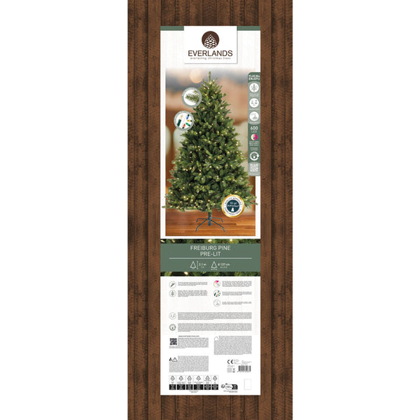 Everlands Freiburg Pine / Beaumont Pine Colour-Switch Lit Christmas Tree - 7ft