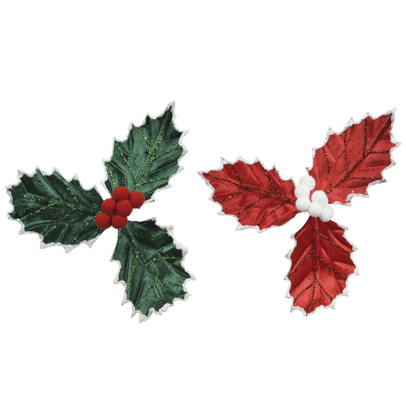 Everlands Velvet Forst Holly Clip (Assorted Designs)