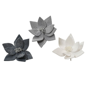 Everlands Winter Ash Poinsettia Clip (Assorted Designs)