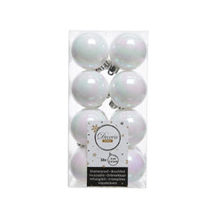 Decoris Shatterproof Baubles in White Iris (Pack of 16) image 0
