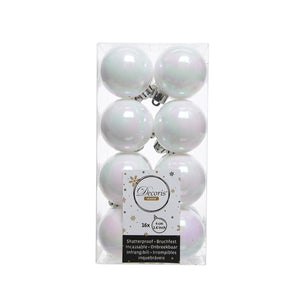 Decoris Shatterproof Baubles in White Iris (Pack of 16) image 0
