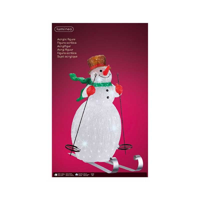 Lumineo LED Acrylic Skiing Snowman image 0