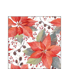 Ambiente Paper Cocktail Napkins - Poinsettia & Berries (Pack of 20) image 0