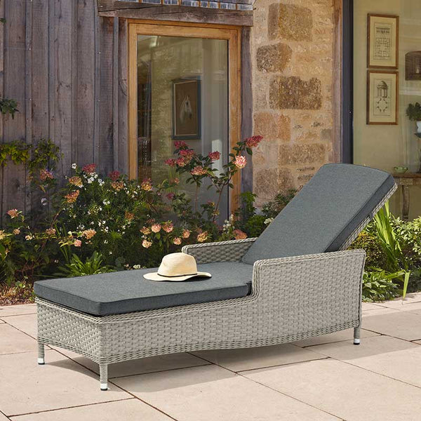 Bramblecrest Wentworth Pewter Rattan Sun Lounger image 0