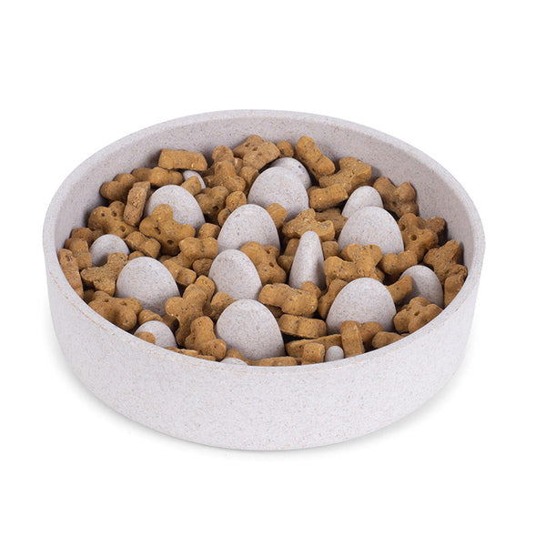 Zoon Floor Grip Bamboo Slow Feeder Dog Bowl - Stone image 2