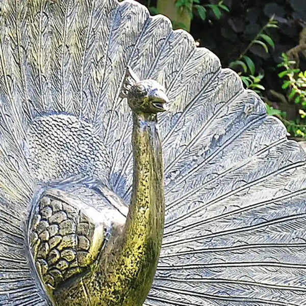 Home & Garden UK Head Up Peacock Garden Statue image 1