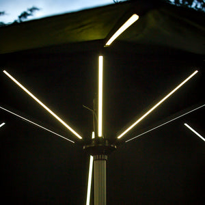 Sturdi 2.7m Aluminium Round Crank Parasol with LEDs, Green image 2