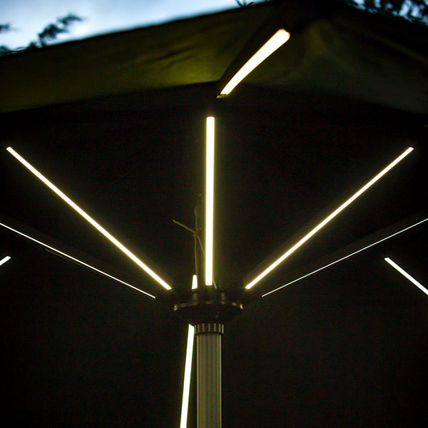 Sturdi 2.7m Aluminium Round Crank Parasol with LEDs, Green image 2