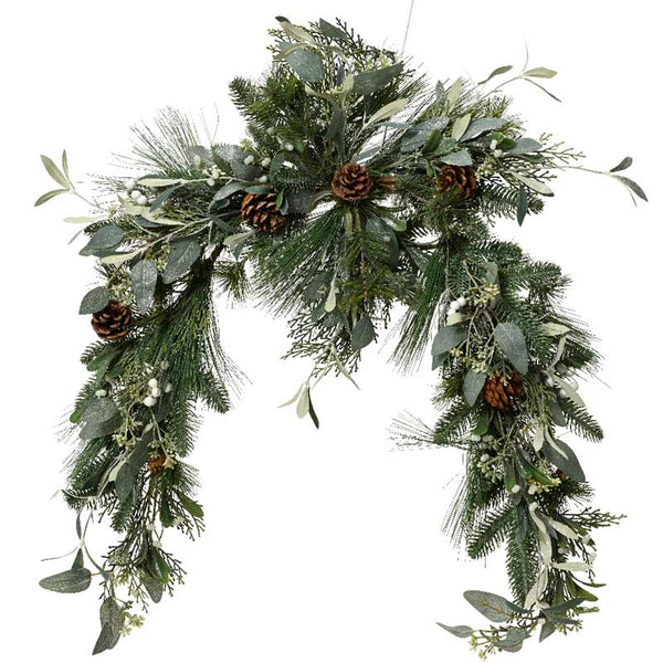 Everlands Modern Garland with Pinecones, Eucalyptus &amp; Glitter image 0
