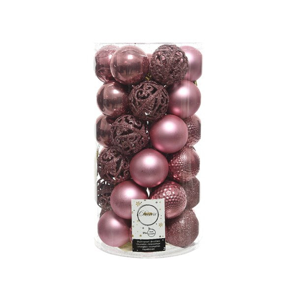 Decoris Shatterproof Baubles in Velvet Pink (Pack of 37) image 0