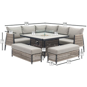Bramblecrest Mauritius Corner Set with Firepit Table image 7