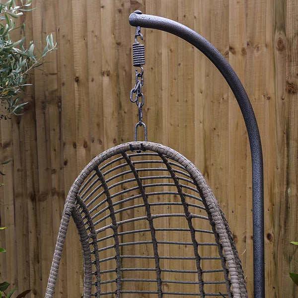 Riga Single Open Weave Hanging Egg Chair Cocoon in Grey image 2