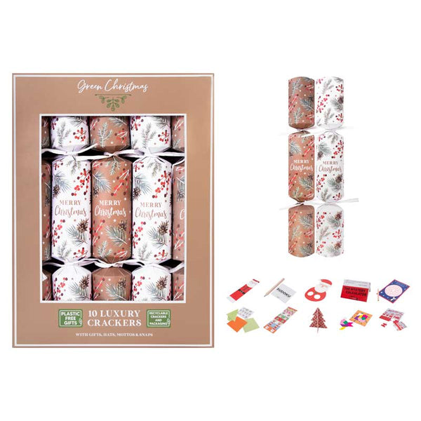 Green Christmas 10 Luxury Eco Christmas Crackers image 0