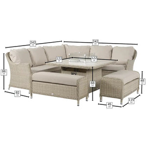 Bramblecrest Monterey Curved Corner Sofa Set in Sandstone with Square Firepit Table &amp; 2 Benches image 6