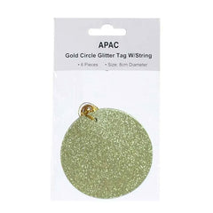 APAC Gold Glitter Circle Gift Tags (Pack of 6) image 0