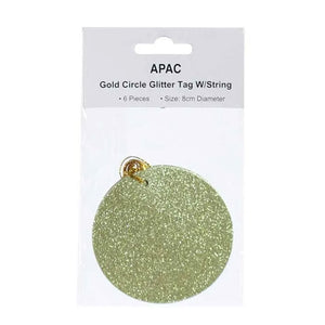 APAC Gold Glitter Circle Gift Tags (Pack of 6) image 0