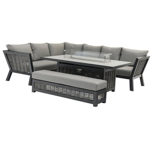 Bramblecrest Tuscan Modular Sofa Set with Rectangular Firepit Table & Bench image 4