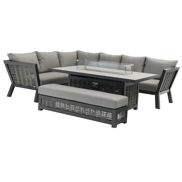Bramblecrest Tuscan Modular Sofa Set with Rectangular Firepit Table & Bench image 4