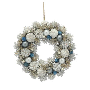 Festive White Pinecone Wreath - 36cm image
