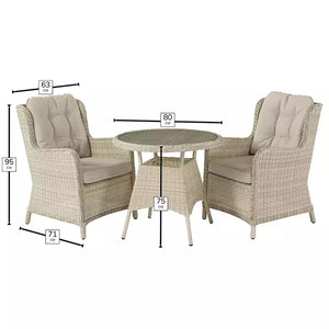 Bramblecrest Chedworth Bistro Set in Sandstone Rattan image 6