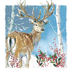 Ling Design Charity Christmas Cards - Stag In Silver Birch Forest (Pack of 6) image 0