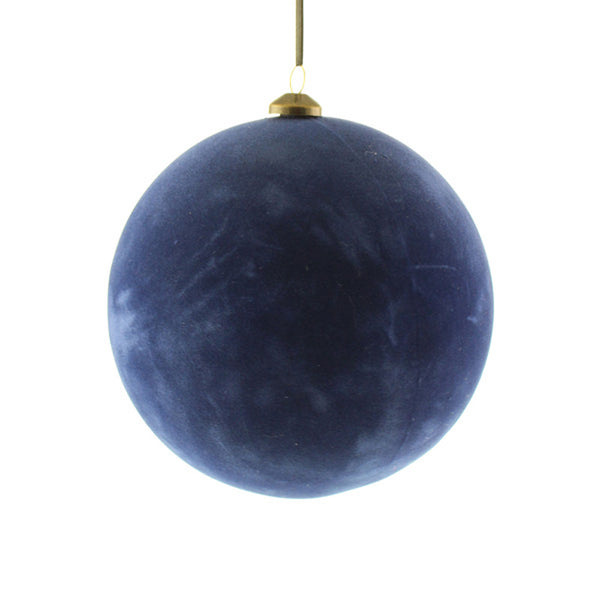SageDecor Blue Flocked Bauble - 15cm image