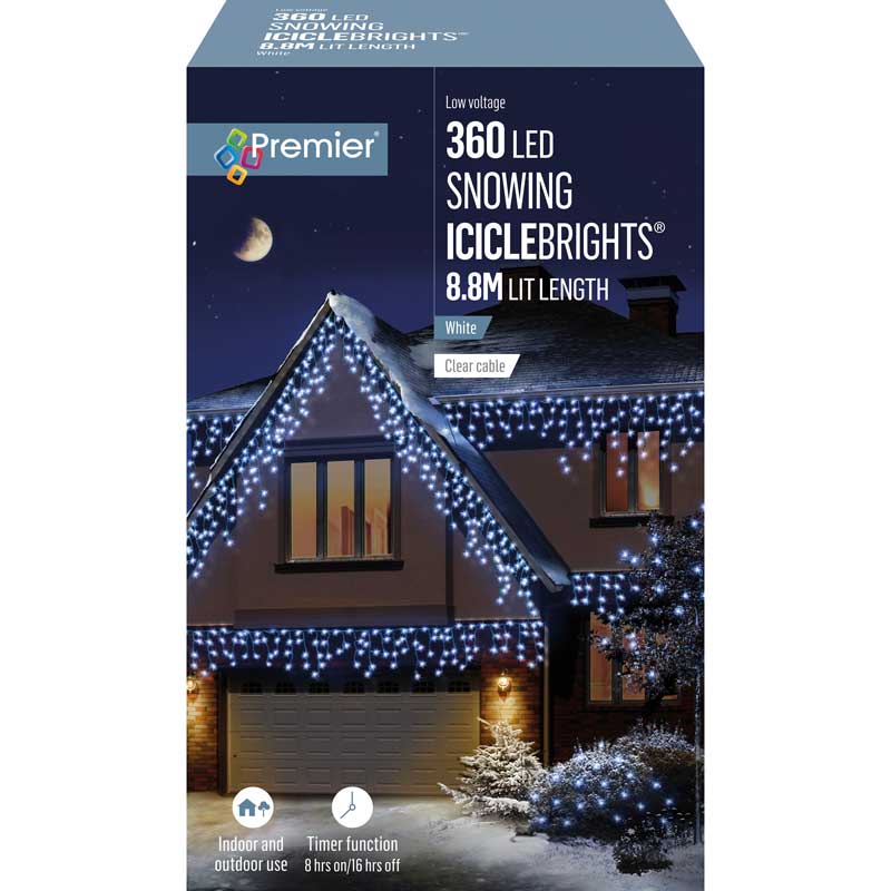 Premier 360 LED SNOWING ICICLEBRIGHTS with Timer - White image 0