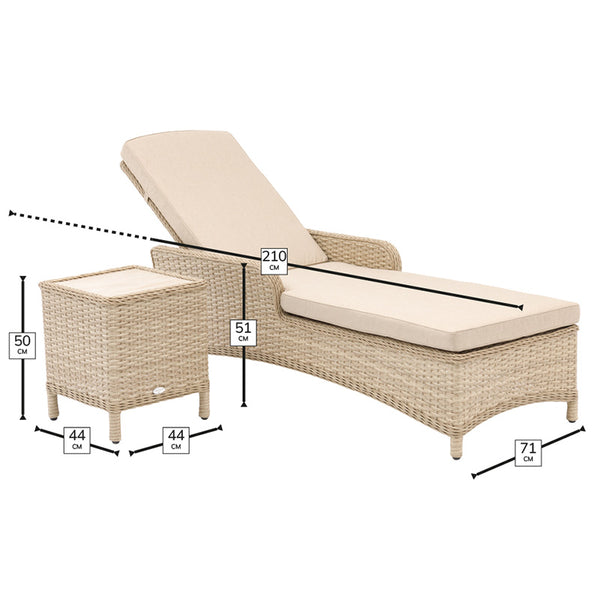 Bramblecrest Somerford Sandstone Rattan Sun Lounger with Side Table image 5
