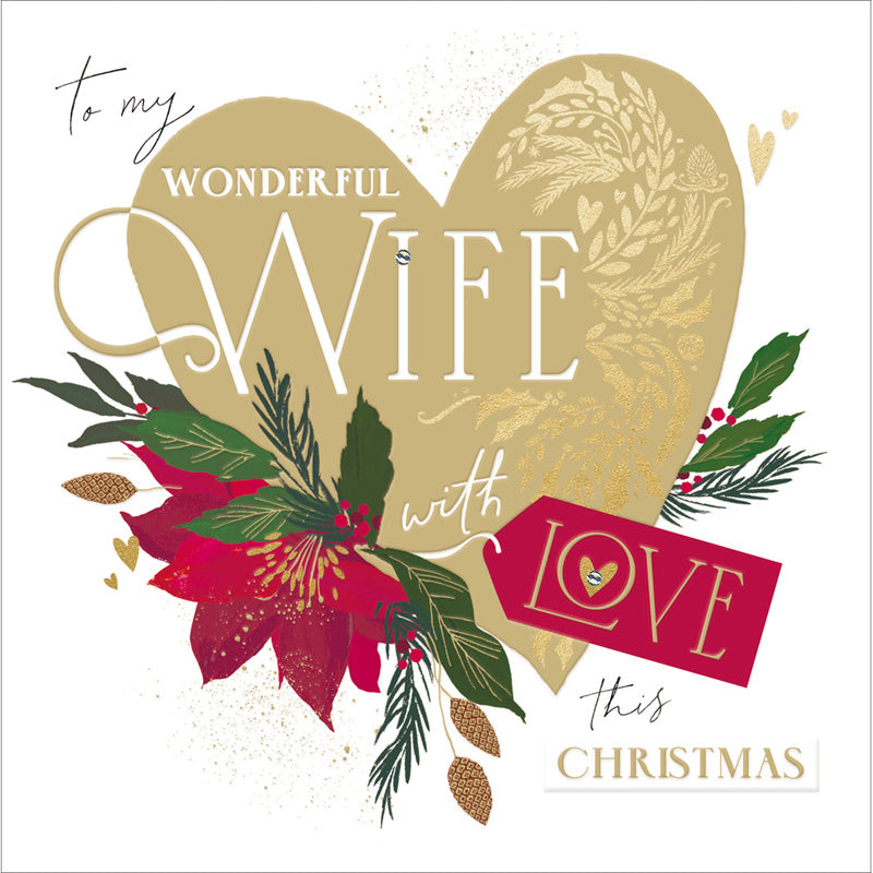 Woodmansterne Festive Heart Wife Christmas Card image 0