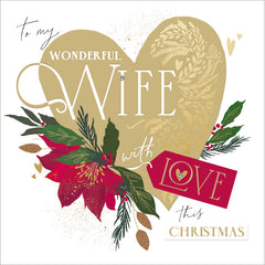 Woodmansterne Festive Heart Wife Christmas Card image 0