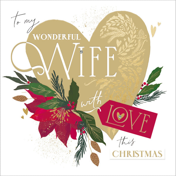 Woodmansterne Festive Heart Wife Christmas Card image 0